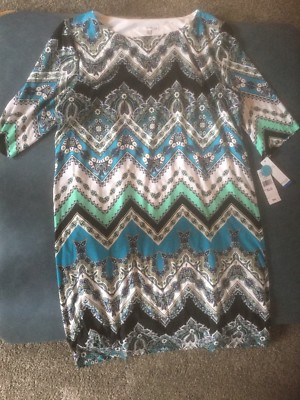 Studio One New York Women's XL Multicolored Geometric Lined Tunic Dress NWT $60