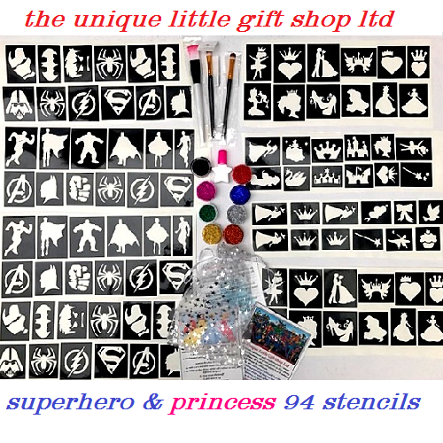GLITTER TATTOO KIT Princess Superhero 96 eBay