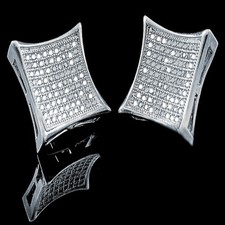 MEN'S WOMEN'S 14K WHITE GOLD FINISH SIMULATED DIAMOND KITE STUD EARRING 18MM NEW