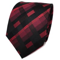 Tigertie Designer Seidenkrawatte Schwarz Rot Bordeaux Kariert - Krawatte Seide