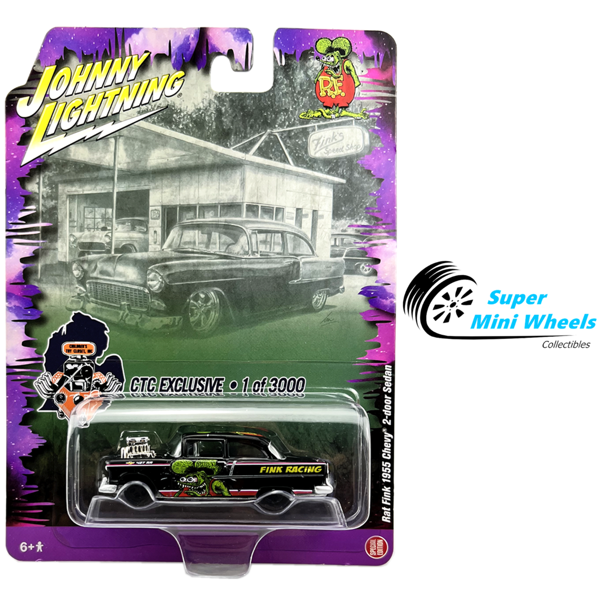Johnny Lightning 1:64 - Rat Fink 1955 Chevy 2-door Sedan - CTC