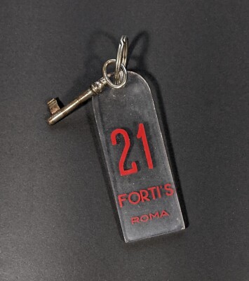 Vintage Hotel Forti's Rome Italy Room Key & Fob No.21 lucite RARE