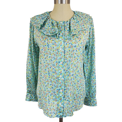 J.Crew Floral Ruffle Top Longsleeve Button Up Spring Cottagecore Preppy Peasant