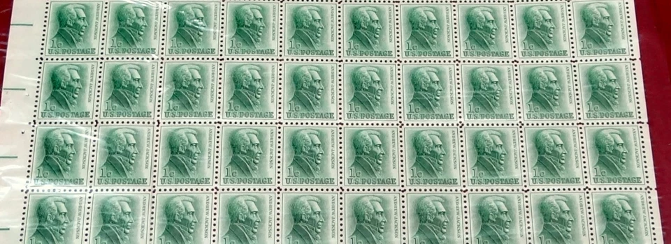 Andrew Jackson Plate of 100 Stamps, Hinged - Image 2 of 3