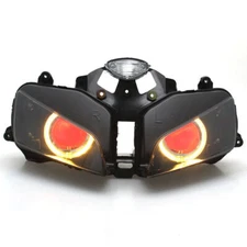 Red Devil Amber Angel Eye Projector Headlight Assembly For Honda CBR600RR 03-06
