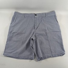 IZOD Flat Front Blue Striped Khaki Shorts Mens Size 42