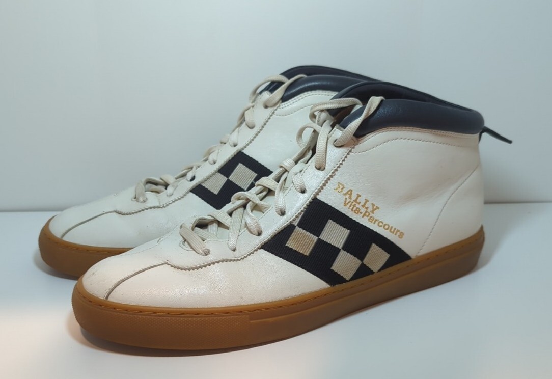 Bally Vita Parcours 07 White Leather High Tops Sneakers size US 12