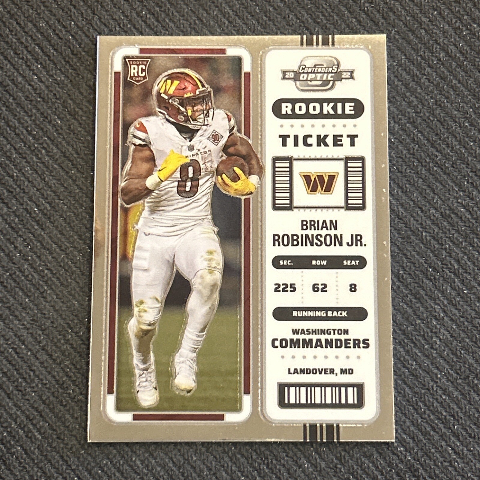 2022 Contenders Optic Football #64 Brian Robinson Jr. Rookie Ticket Commanders