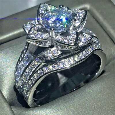 3 Ct Round Cut Real Moissanite His Her Wedding Trio Set Ring 925 Sterling Silver