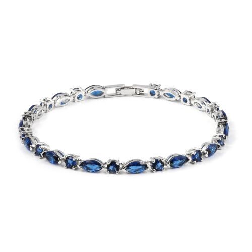 Silver Blue Glass and CZ 7.25 inch Bracelet QX436CZ | eBay Silver Blue Glass and CZ 7.25 inch Bracelet QX436CZ | eBay