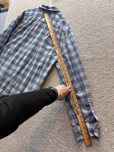 Roots Canada Flannel Shirt Mens 2XL Blue Plaid Button Long Sleeve XXL Hike Camp - Picture 11 of 12