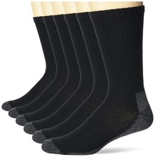 Hanes mens Crew Socks, 6-pair Pack Work Sock, Black, 6 12 US 6-12, Black