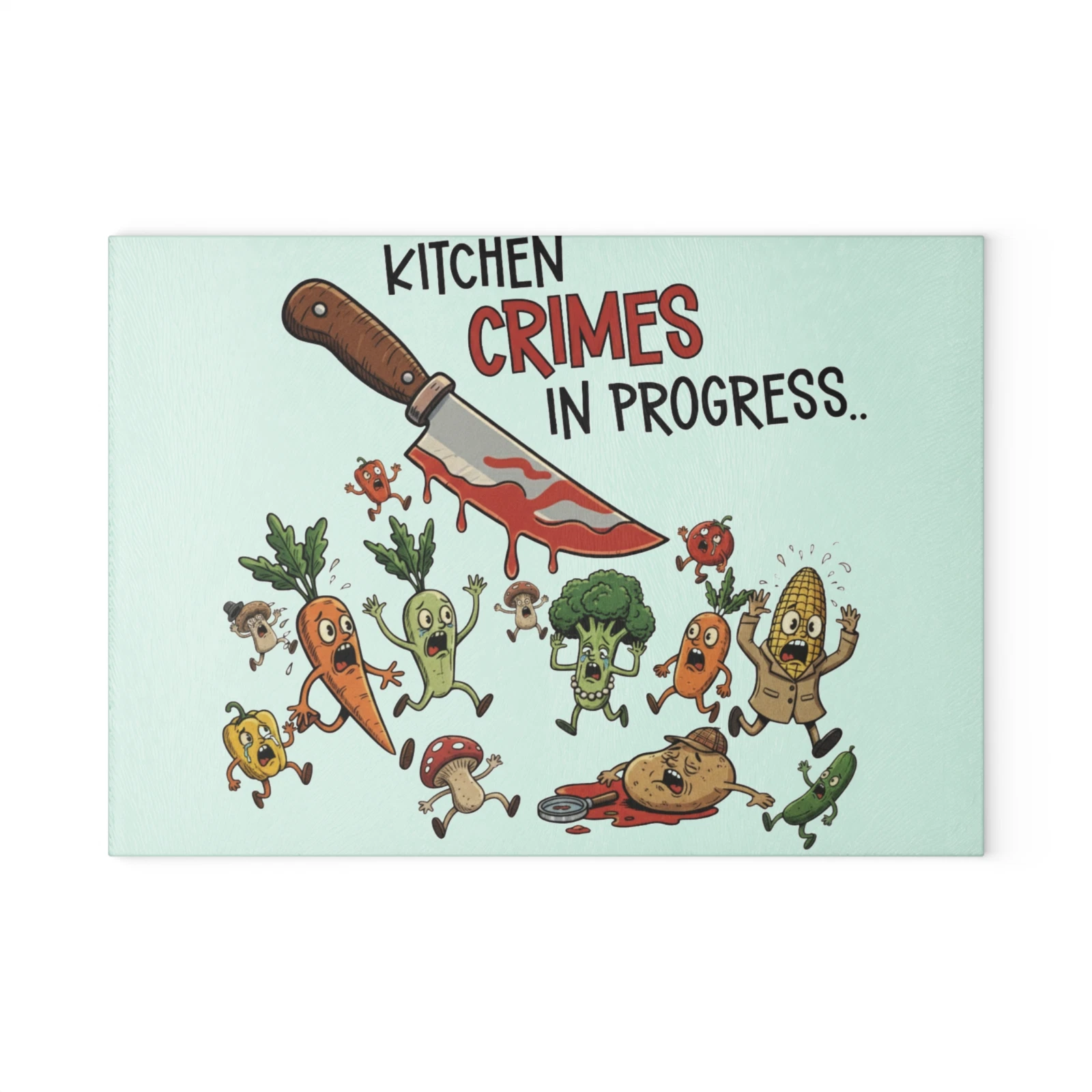 Dark Humor Cutting Board | "Kitchen Crimes" Housewarming Gift