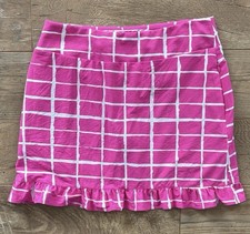 IBKUL Skort Women's medium Pink/ White Cordova Ruffle Trim Skort UPF 50+ EUC