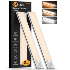 Gritin Under Cabinet Kitchen Lights Rechargeable-3 Color Temps&5 Level Brightnes