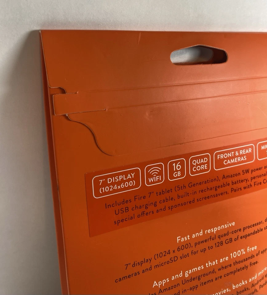 Amazon Fire Tablet 5th Gen 16GB Tangerine 7” Screen Wi-Fi New *Package Has Wear* - Image 3 of 4