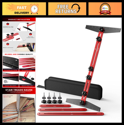 Stair Tread Template Tool - 8'' to 60'' Aluminum Jig for Accurate Angle & Length M
