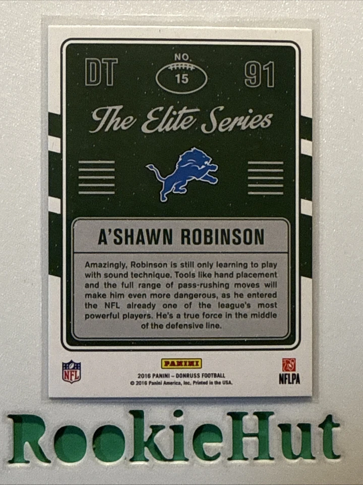 2016 Donruss #15 A'Shawn Robinson The Elite Series Rookies #/999 RC - Image 2 of 2