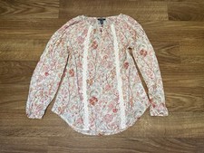 Ralph Lauren Floral Peasant Top Small Fairy Whimsy Boho Cottagecore Lace Cotton