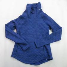 Marmot Women's Small S Blue Quilted Cowl Neck Pullover Hoodie Sweatshirt