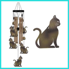 Garden Outdoor Indoor Decor - with 4 Tubes 4 Bells 5 Cats Wind Chime, Mobile ...