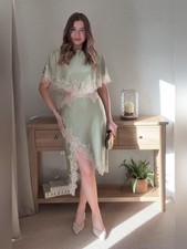 ZARA ZW COLLECTION CUT OUT LACE DRESS Sea Green SMALL 5919/043/512