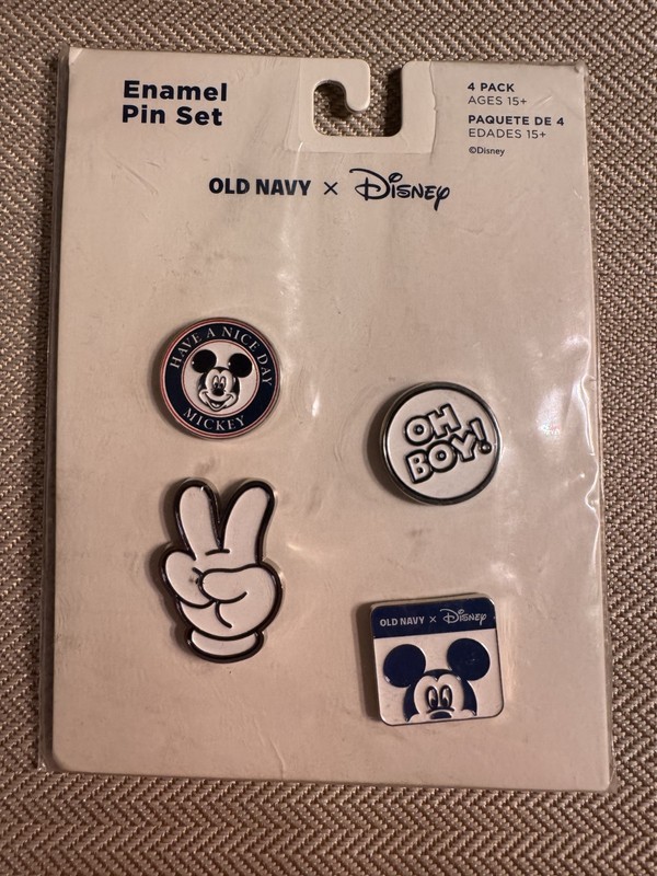 2025 Old Navy + Disney Collaboration Mickey Mouse Pin Set Of 4 New Sealed