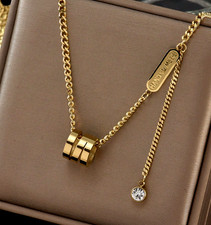 Womens Necklace Pendant 18K Gold  Silver Plated Stainless Steel Chain For Woman