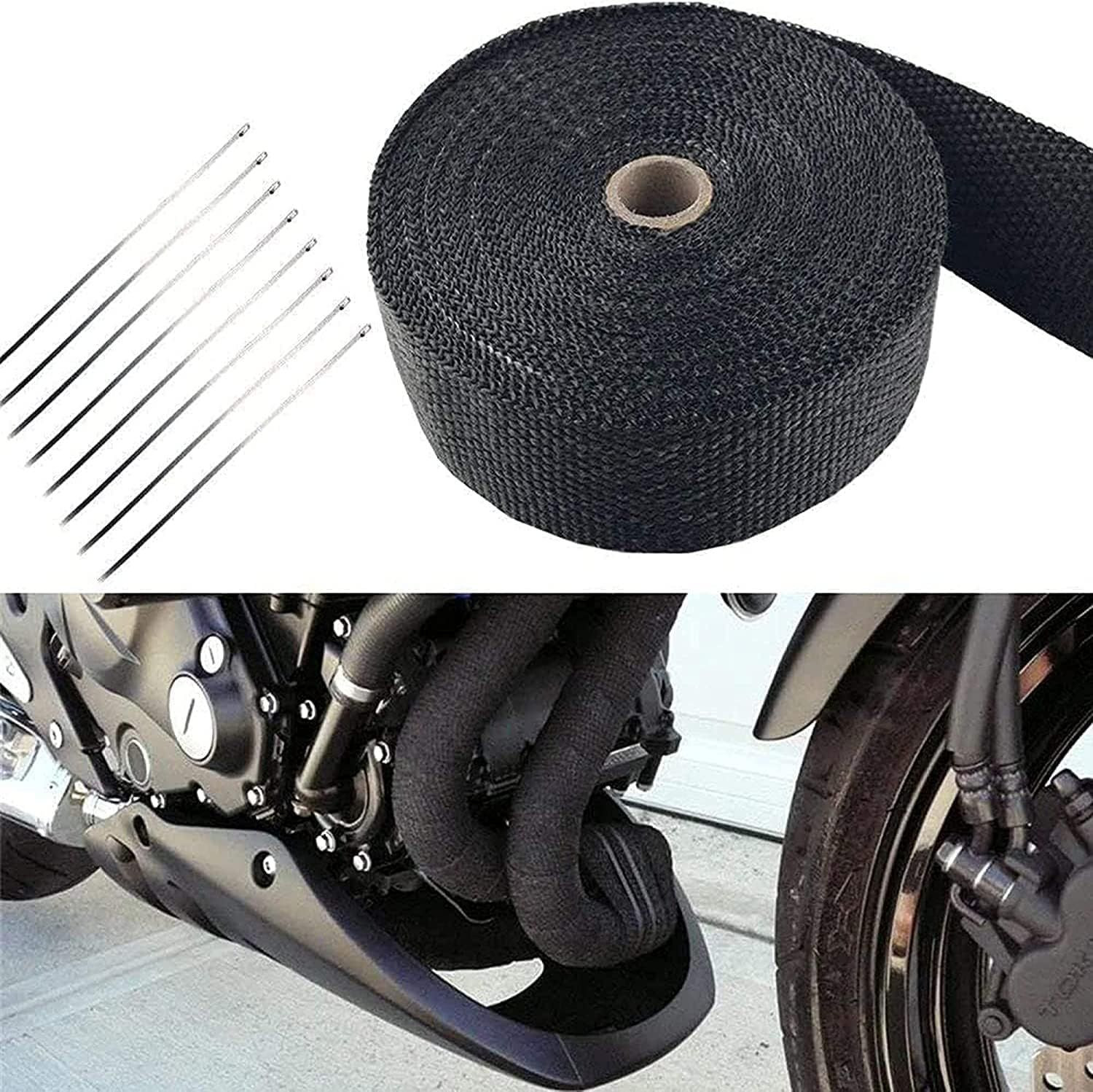 Foneso Car Exhaust Wrap 5M High Temp Heat Shield Tape, Titanium Black Pro