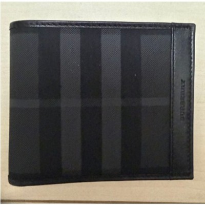 [Unused] BURBERRY Bi-fold Wallet Black Check [Near Mint Cond] ship From JAPAN
