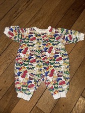 Vintage Colorful Unbranded Baby One Piece Long Sleeve Pants No Size Bear 90s