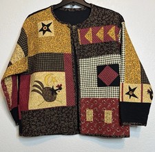 Cotton Patchwork Quilted Jacket Lined Country Cottage Core Whimsical