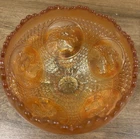 Fenton Carnival Glass Marigold Horse Medallion 3-footed bowl