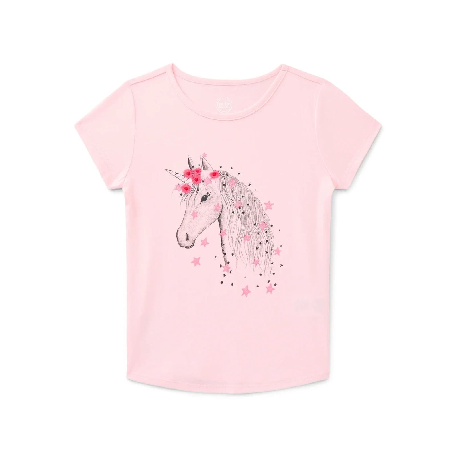Wonder Nation Girl's Short Sleeve Embellished Graphic T-Shirt Size L New