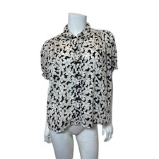 The Great The Bow Front Kerchief Top in Black Needle Point Floral Size 0