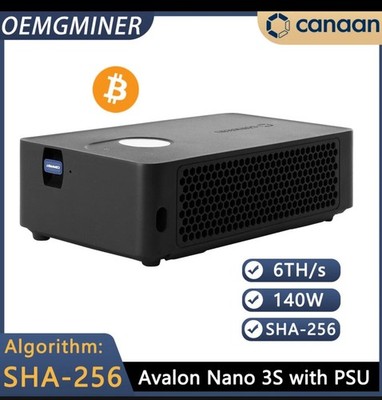 Canaan Avalon Nano 3S 6TH/s Bitcoin Miner (with PSU) 