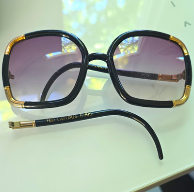TED LAPIDUS PARIS  Oversized Square Sunglasses Black/Gold Gray Gradient