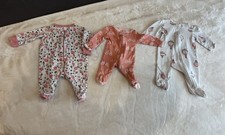Baby Girl Sleeper Bundle NB 0-3M Carter  s Gerber Peanutshell Footed Pajama Lot 3