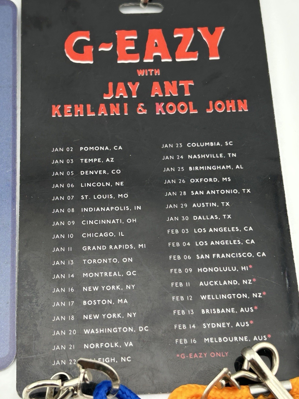 Lot of 5 VIP Laminates G-Eazy & Hoodie Allen Tour Passes 2015–2022 Signed Rap