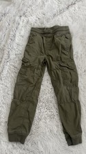 Gap Boys Cargo Pants Green Elastic Waist Pockets Casual School 100 Cotton