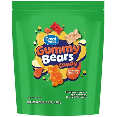 Great Value Gummy Bears Candy, (52 oz Bag)