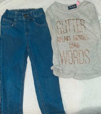 The Children's Place Girls 2pc Outfit Set Glitter Graphic Garanimals Blue Jeans