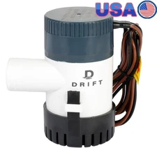 Non-Automatic Bilge Pump 1100GPH Submersible Drainage Pump Boats RVs Pools Spas