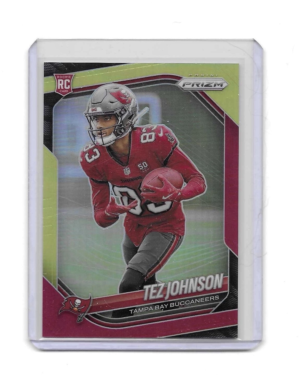 2025 Panini Prizm 381 RC Tez Johnson Red and Yellow /44