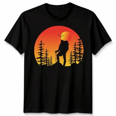 Wanderer Silhouette Wandern Outdoor Herren T-Shirt Damen Grafik Natur Abenteuer