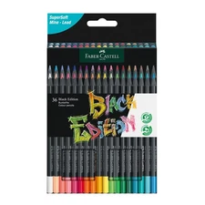 Black Edition Colored Pencils Set - 36 Neon & Pastel Colors for Adult Art