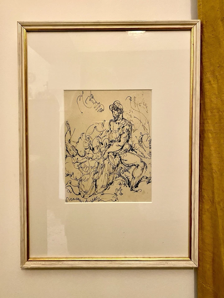Harold Hope Read Framed Ink Drawing, Nudes, Risque, Erotic Scene Male and Female - image 2 of 4