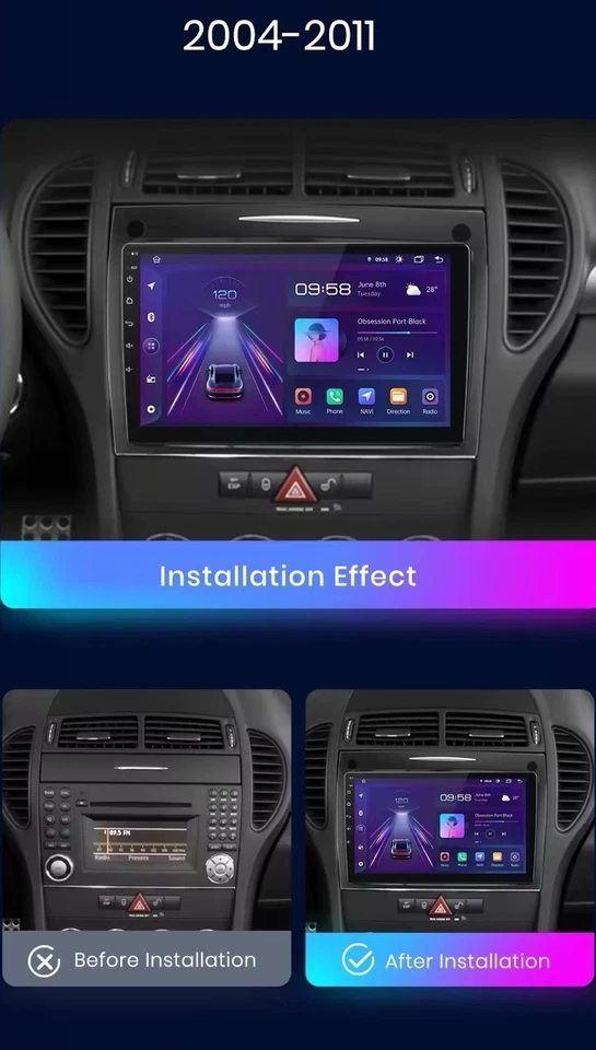 Autoradio Merceds SLK R171 2004-2011 CarPlay-AndroidAuto Wireless 4G+64GB 8Core - Immagine 3 di 4