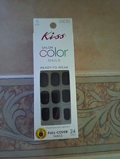 Nuevo Conjunto Beso Salón Color Largo Corto Pegamento En Uñas Caballo Oscuro 24 Uñas