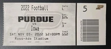 Purdue Iowa Hawkeyes RARE Football Ticket 11/5 2022 Kaleb Johnson 200 Yards & TD